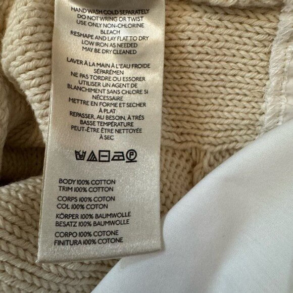 NWT Size S (P2P 22.5") -Anthropologie 100% cotton cable knit twofer Sweater - Picture 7 of 8